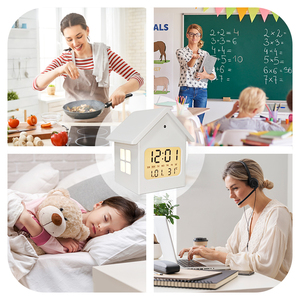 Quà tặng khuyến mãi Đồng hồ báo thức dễ thương để bàn kỹ thuật số có lịch, đèn ngủ thông minh, bàn nhỏ, thiết kế đồng hồ nhà lớn dành cho các cô gái tuổi teen - Product Image 5