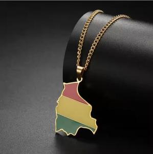 Collar de Acero Inoxidable con Mapa de Bolivia Esmaltado al por Mayor para Mujeres y Hombres, Colgante con Bandera Boliviana de Acero Inoxidable - Product Image 3