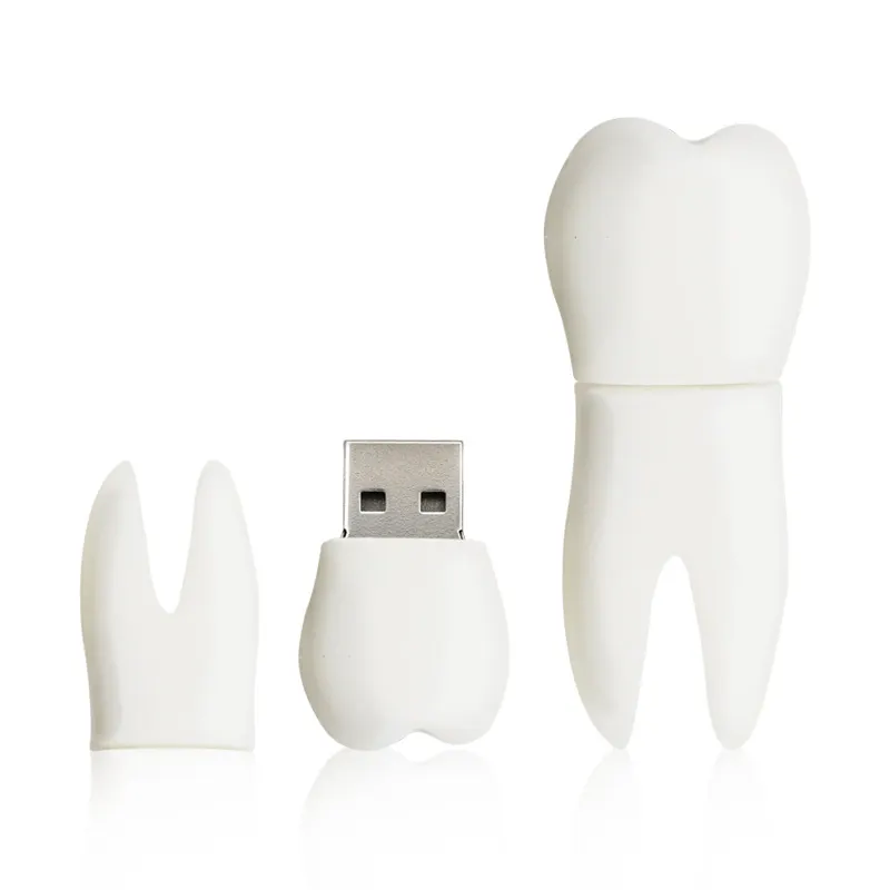 Promozione della clinica dentale regalo personalizzato stampa logo 4GB 8GB 3D impianto a forma di dente usb flash drive disco sulla chiavetta chiave