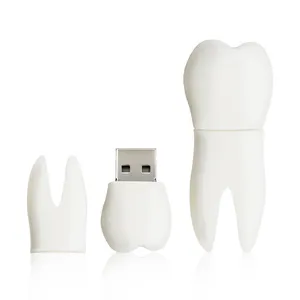 Promoción clínica dental regalo logotipo personalizado impresión 4GB 8GB 3D implante diente forma USB flash drive disco en llave de memoria