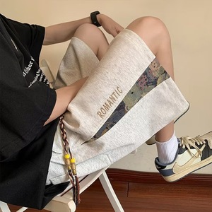Shorts de <span class=keywords><strong>basket</strong></span> décontractés pour hommes, coupe ample, texture gaufrée, tissu polyester effet coton, micro-extensible, style coréen chic - Product Image 6