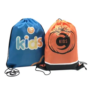 Wholesale Waterproof Polyester Backpack Promotional Custom Polyester Drawstring Bags With Printed Logo