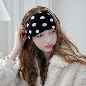 Bandeau de sport en fil tricoté à pois noir et blanc, imperméable, décontracté, tendance, 14 cm - Product Image 2