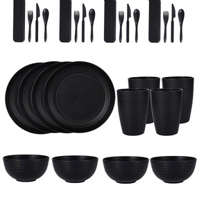 Kitchen Wheat Straw Dinnerware Set Dinner Plates Dessert <strong>Cereal</strong> <strong>Bowls</strong> Cups Outdoor Camping Plates and Dishes Unbreakable Plastic - Product Image 3
