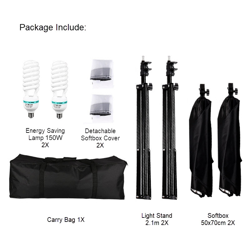 Kit d'éclairage Softbox 50x70cm