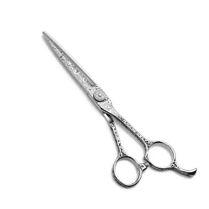 Damascus pattern steel hairdressing scissors sharp convex edge 6 inch stylist cutting scissor C24-60