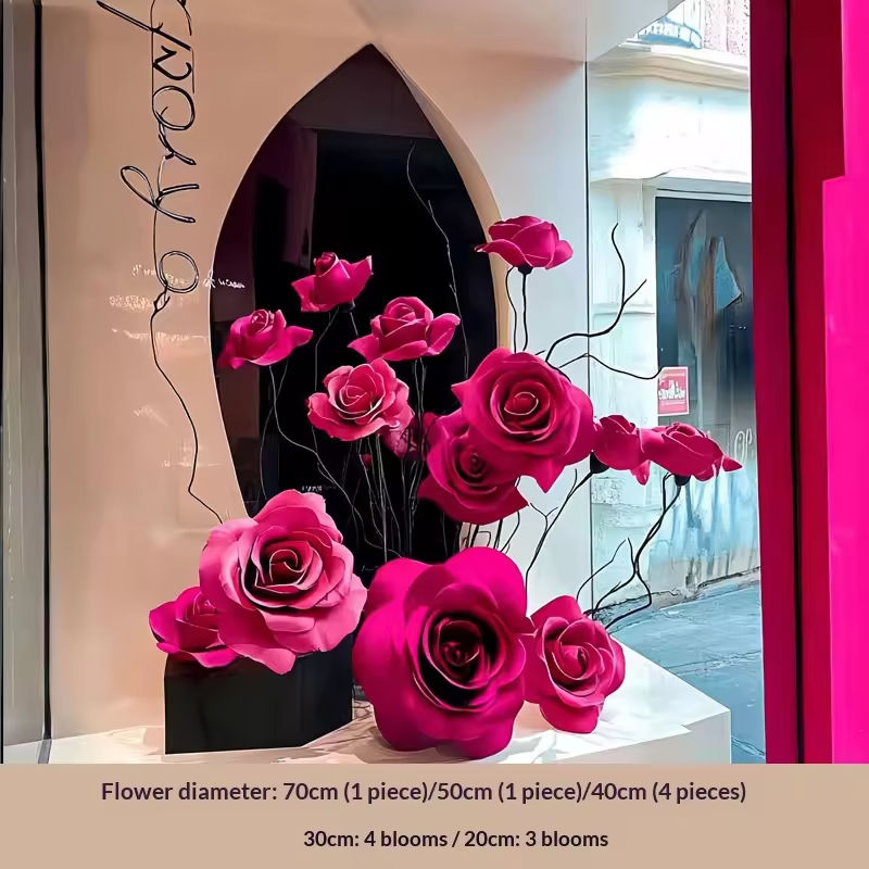 ชุดหน้าต่างดอกกุหลาบสีแดงกุหลาบ 1