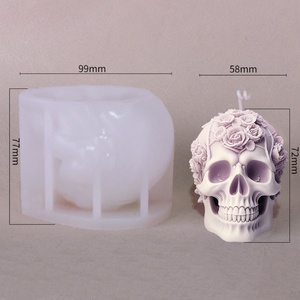 Moule à bougie en silicone 3D pour Halloween, forme de crâne avec rose, moule à bougie parfumée pour la fabrication de bougies - Product Image 5