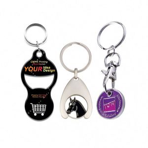 Porte-clés décapsuleur pour chariot de courses, avec jeton de libération pour marché européen, impression CMYK, revêtement époxy, compatible Loonie, Quarter et USD du Royaume-Uni - Product Image 2