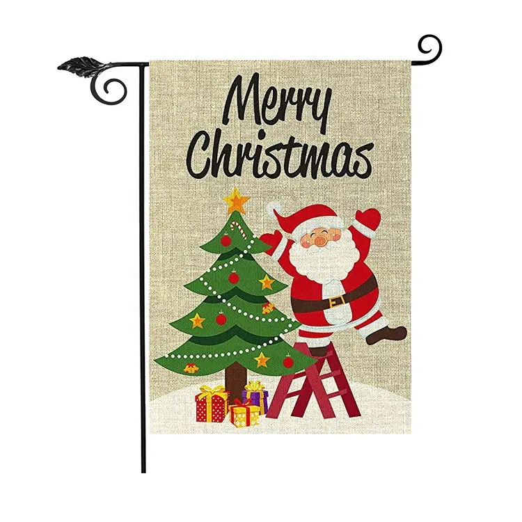 New products winter holiday decorative 100% polyester christmas garden holiday house flag