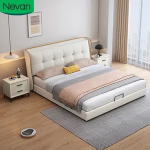 房屋睡眠家具阁楼简单软储物皮革木制全特大框架现代大床