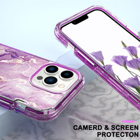 Étuis de téléphone portable en marbre 3 en 1 avec protection antichoc pour iPhone 16/15 Pro Max/14Pro Max/13Pro Max/12Pro Max
