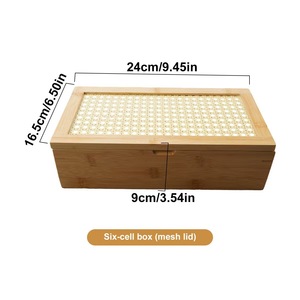 Boîte de rangement en bambou, rectangle, anti-humidité, anti-poussière, organisateur de thé, usage domestique - Product Image 3