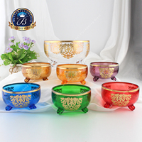 Nouvel ensemble de bols de service islamiques arabes de luxe 2026 – 1 grand, 6 petits et 6 bols de service décorés de couleurs variées pour le Ramadan et la table familiale (vente en gros)