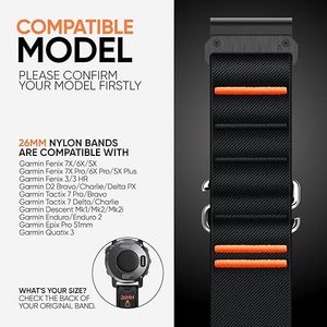 Bracelet de montre de sport en nylon Upro Outdoor à dégagement rapide 22/26MM respirant orange blanc pour Garmin Fenix8/7/6/E/7X/7 - Product Image 5