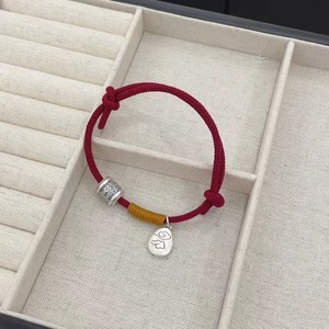 Red <b>Rope</b> <b>Bracelet</b> 999 Pure Silver Charm Unisex Gift Jewelry - Product Image 3