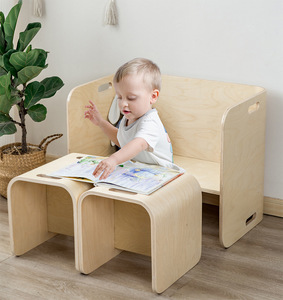 Meja anak-anak serbaguna meja dan kursi Set 3-Piece Adaptable Furniture Set anak belajar meja bersertifikat dan aman tanpa perakitan - Product Image 2
