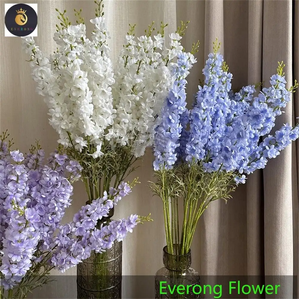 EV 114 Flores Artificiais Azul Seda Delphinium Violeta Luz Azul Flor Seda Violeta Flores Decoração Flores