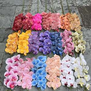 BF-OD01 Fleurs d'orchidées artificielles Phalaenopsis blanches à toucher réel, <span class=keywords><strong>9</strong></span> têtes, tige unique, orchidées bleues, vente en gros - Product Image 2