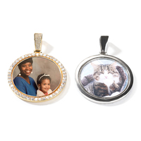 Personnalisé grande taille double face disque rond photo cadre rotatif mémoire pendentif collier pour femmes hommes cadeau d'anniversaire