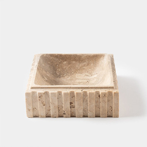 Bol à nourriture pour chat/chien ergonomique anti-renversement en marbre, bac à eau moderne en <span class=keywords><strong>travertin</strong></span> pour animaux de compagnie - Product Image 4