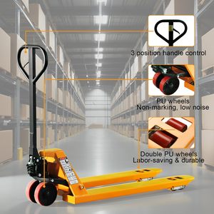 Palet Arabası Taşıyıcı Kapasiteli Çift PU Tekerlekli Manuel Ağır Hizmet Tipi Depo Palet Arabası - Product Image 2
