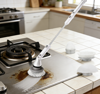 Cepillo de Limpieza Eléctrico Inalámbrico con Mango Largo Retráctil, Cepillo Giratorio de Plástico para Baño y Cocina