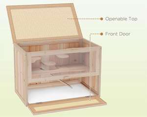 <span class=keywords><strong>2</strong></span>-Level Hamster kafes fareler ve sıçan evi, gine domuzları için küçük hayvan yaşam alanı, ön kapı, raf ve merdiven, doğal - Product Image 3