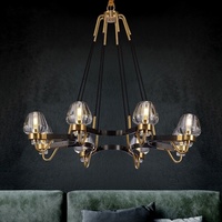 Lustre moderne simple en verre soufflé de Murano à 8 lumières, design unique pour maison et villa, verre décoratif coloré