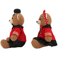 ZAVES marron étudiant ours en peluche Couple en peluche avec uniforme scolaire décoration peluche cadeau pour l'obtention du diplôme PP coton remplissage
