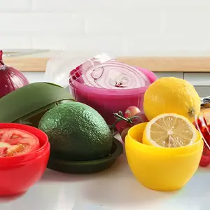 Hot Sale 4 Pack Fruit and Vegetable Storage Container Avocado Onion Tomato Orange Fresh Stretch Pod
