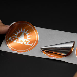 Etiquetas adhesivas de embalaje de productos de vinilo plateado cepillado brillante personalizadas, hoja adhesiva impermeable de Color impreso Personalizados - Product Image 5
