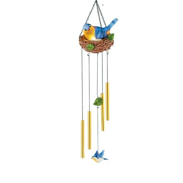 Poly resin Ketten haken hängen blauen Vogel Solar licht Windspiel