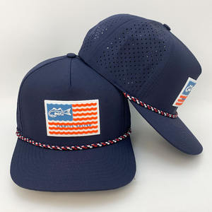 قبعات جولف من البوليستر بخمسة ألواح مع شعار مخصص من البولي فينيل كلوريد للرجال والنساء، قبعات بيسبول مخصصة للرياضات الخارجية مع ثقوب مقطوعة بالليزر - Product Image 5