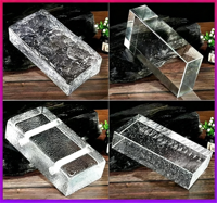 Bloc de verre coulé transparent massif traditionnel avec poignée en bois, ornement de bureau créatif multicolore pour chambre et salle de bain