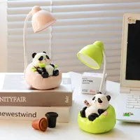 Lámpara de escritorio creativa LED Panda para estudiantes, recargable, adecuada para dormitorio o dormitorio, luz de noche táctil, regalo de cumpleaños, lámpara de noche