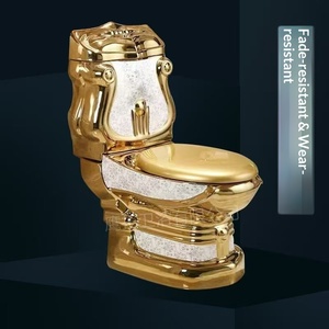 Exportation - Nouvelle <span class=keywords><strong>toilette</strong></span> monobloc <span class=keywords><strong>de</strong></span> style européen dorée, en céramique électroplaquée, à super écoulement, économie d'<span class=keywords><strong>eau</strong></span>, désodorisante, <span class=keywords><strong>de</strong></span> luxe, à poser au sol - Product Image 2