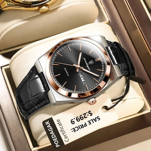 Jam Tangan Pria POEDAGAR 930 Quartz 40mm Dial Biru Tali Kulit Biru Kaca Hardlex Tahan Air 30M Tampilan Tanggal dan Hari Bisnis Arloji Pria - Product Image 2