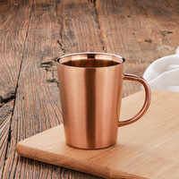 Mug isotherme 350 ml en acier inoxydable à double paroi, écologique, pour café, bière et spiritueux, avec poignée, idéal pour le camping