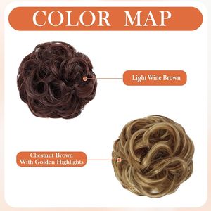 Lot de 2 chignons désordonnés pour femmes, extensions de cheveux artificiels, fibre haute température, attaches élastiques antidérapantes, <span class=keywords><strong>chignon</strong></span> instantané, ondulé et bouclé - Product Image 6