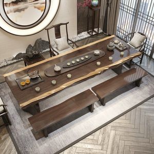 Juego de Mesa y Sillas de Té de Madera Maciza Estilo Chino, Mesa de Té Kung Fu de Madera Original, Muebles para Preparar Té en Casa u Oficina - Product Image 4