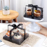 Haute Qualité Haute Dessert Cupcake Boîte Et Emballage Muffins Cupcake Fenêtre Transparente Cadeaux De Mariage Tasse Gâteau Boîtes
