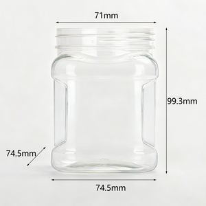 การติดฉลากขวดพลาสติกใส่อาหารทรงสี่เหลี่ยมขนาด350มล. ภาชนะเก็บของเปล่าใสสำหรับเก็บอาหารเกรดปิดผนึกได้ง่ายจับขวดน้ำสำหรับผลไม้ถั่ว - Product Image 4