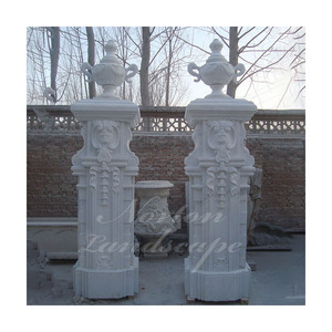 Porte en pierre de granit décorative de maison utilisée conception de pilier de colonne carrée de marbre blanc à vendre - Product Image 1