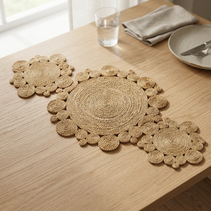 Set de table en paille naturelle tressée, dessous de plat floral, dessous de plat en corde tressée, couvre-table décoratif - Product Image 4