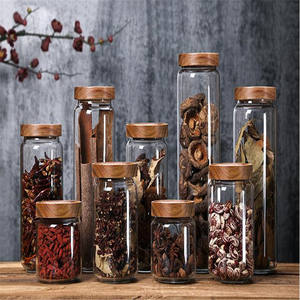 Storage Canister Canister With Wooden Lid Premium Quality High Borosilicate Glass Jar Kitchen Food Storage Canister Container With Wooden Airtight Lid