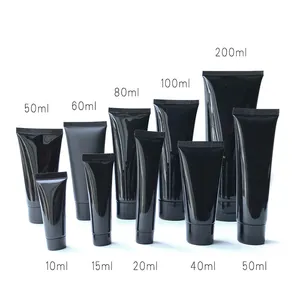 맞춤형 빈 10ml 30ml 50ml 100ml 200ml 블랙 화장품 짜기 병 용기 버터 크림 포장 플라스틱 소프트 튜브