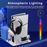 Support de charge vertical Honcam à 3 vitesses avec ventilateur de refroidissement, contrôleur Edge, station d'accueil, support de casque et éclairage RGB pour PS5 Slim Dualsense