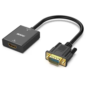 BENFEI HDMI to VGA, Uni-Directional HDMI Computer to VGA Monitor Adapter (Female to Male) with 3.5mm Audio Jack