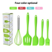 Ensemble de 5 ustensiles de cuisine en silicone pour la pâtisserie : fouet, spatule à steak, couteau en plastique, kit d'outils de cuisson en silicone pour usage domestique